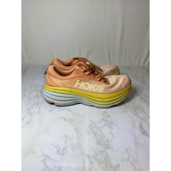 Hoka One One Bondi 8 Womens 8 B Shoes Orange Running Sneaker 1127952 SCPP - Picture 2 of 8